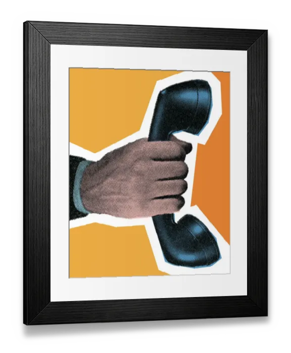 Framed Print : Hand Gripping Phone Handset Framed Print : Hand Gripping Phone Handset