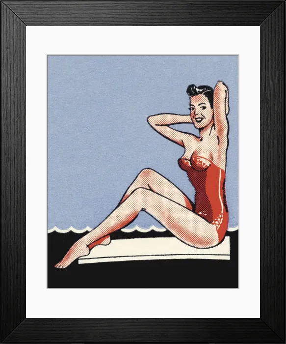 Framed Print : Woman in red swimsuit Framed Print : Woman in red swimsuit