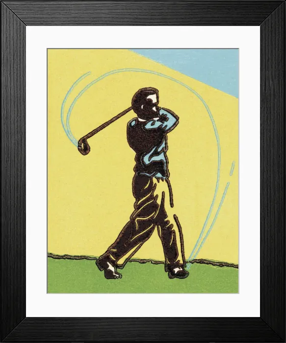 Framed Print : Man Swinging a Golf Club Framed Print : Man Swinging a Golf Club