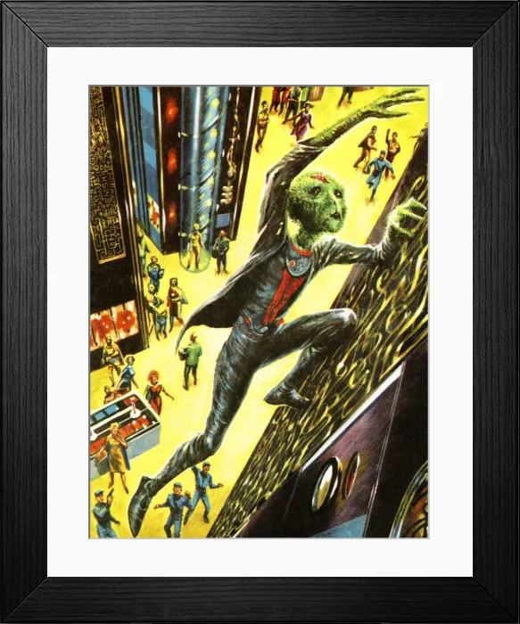 Framed Print : Alien Climbing Building