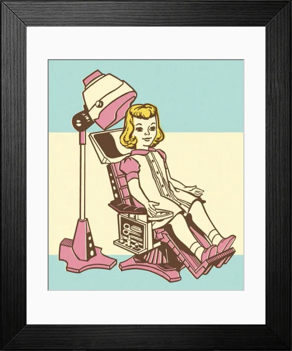 Framed Print : Girl Having Her Hair Styled Framed Print : Girl Having Her Hair Styled