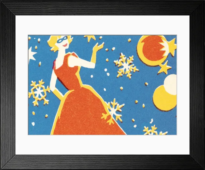 Framed Print : Woman in red dress in winter Framed Print : Woman in red dress in winter