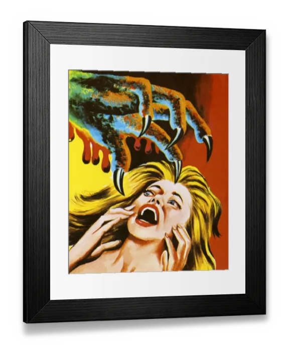 Framed Print : Monster Claw and Screaming Woman Framed Print : Monster Claw and Screaming Woman