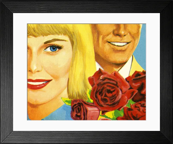 Framed Print : Man Woman and Red Roses Framed Print : Man Woman and Red Roses