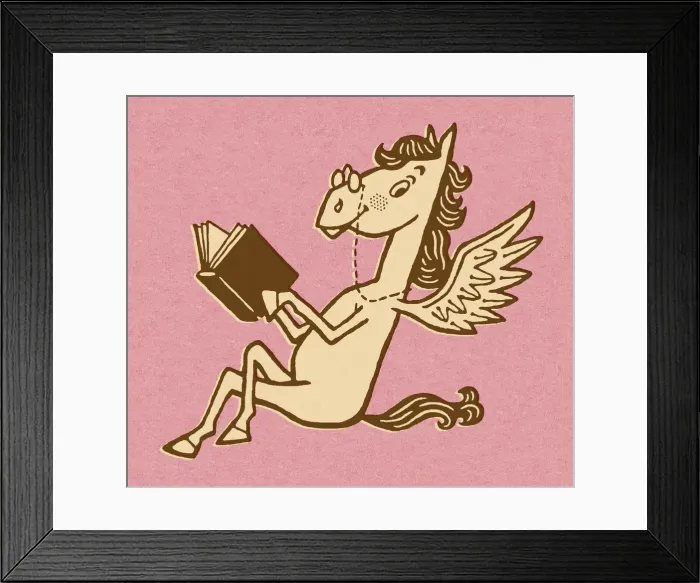 Framed Print : Pegasus Reading Book Framed Print : Pegasus Reading Book