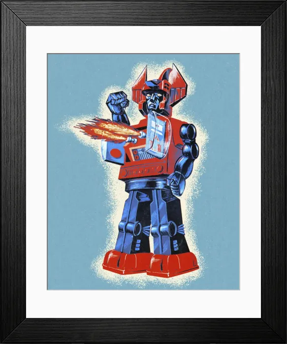 Framed Print : Flaming Robot Framed Print : Flaming Robot