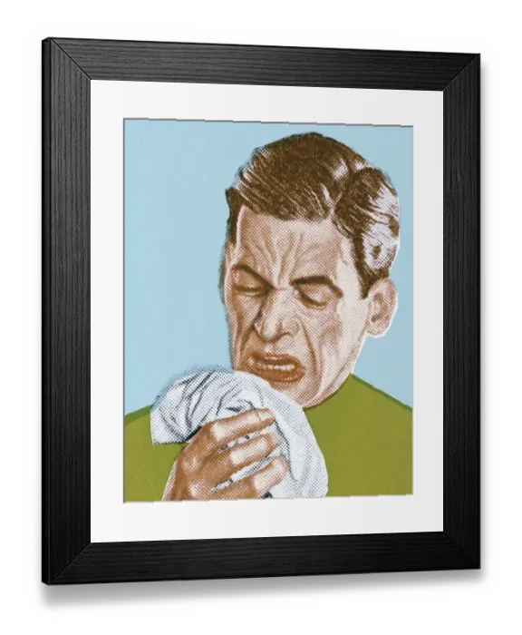 Framed Print : Man Sneezing Framed Print : Man Sneezing
