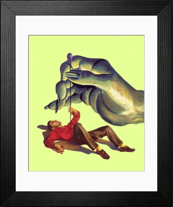 Framed Print : Hand Putting Needle into Mans Chest Framed Print : Hand Putting Needle into Mans Chest