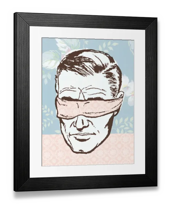 Framed Print : Blindfolded man Framed Print : Blindfolded man