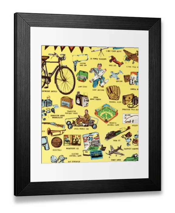 Framed Print : Pattern of little boy things Framed Print : Pattern of little boy things