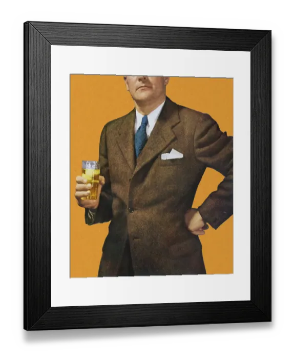 Framed Print : Man in Suit Holding Beverage Framed Print : Man in Suit Holding Beverage
