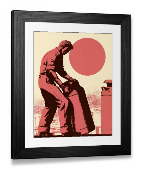 Framed Print : Man Moving Milk Cans Framed Print : Man Moving Milk Cans