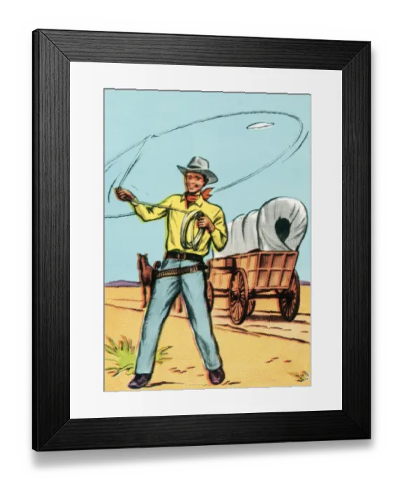 Framed Print : Cowboy. covered wagon Framed Print : Cowboy. covered wagon
