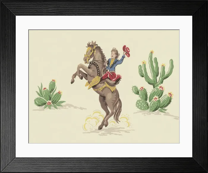 Framed Print : Cowboy on Rearing Horse Framed Print : Cowboy on Rearing Horse
