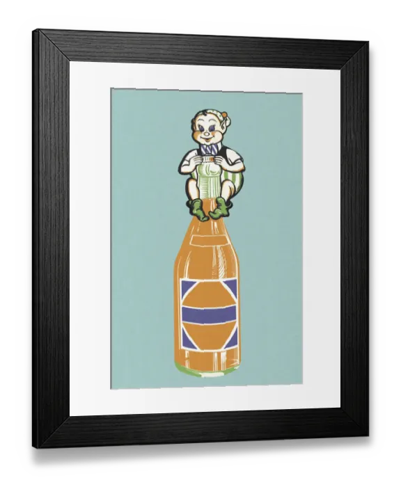 Framed Print : Soda Bottle With Elf Framed Print : Soda Bottle With Elf