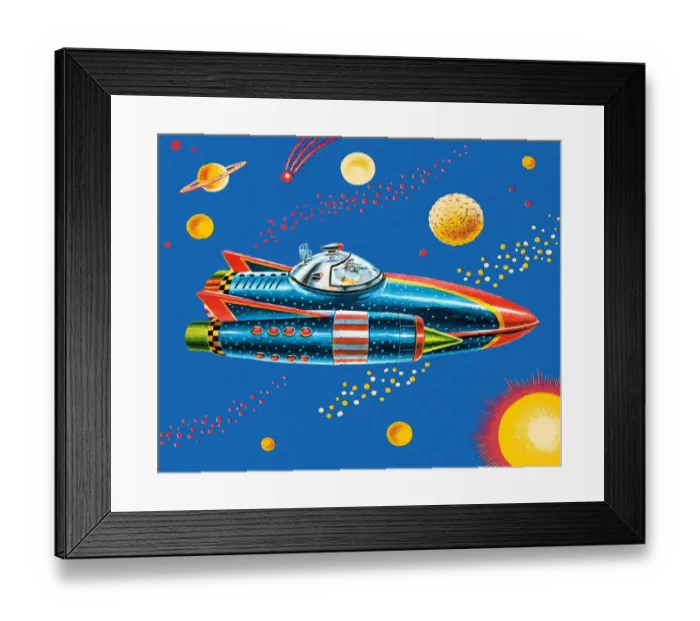 Framed Print : Rocketship in Outer Space