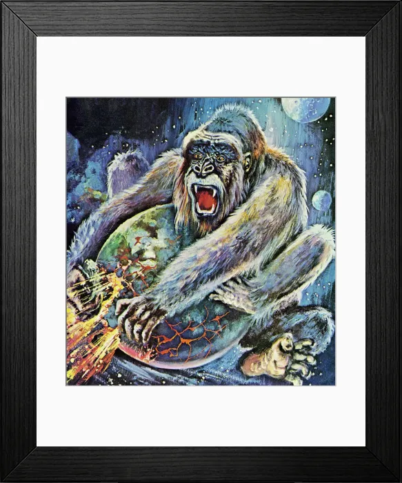 Framed Print : Gorilla Holding on to Planet Framed Print : Gorilla Holding on to Planet