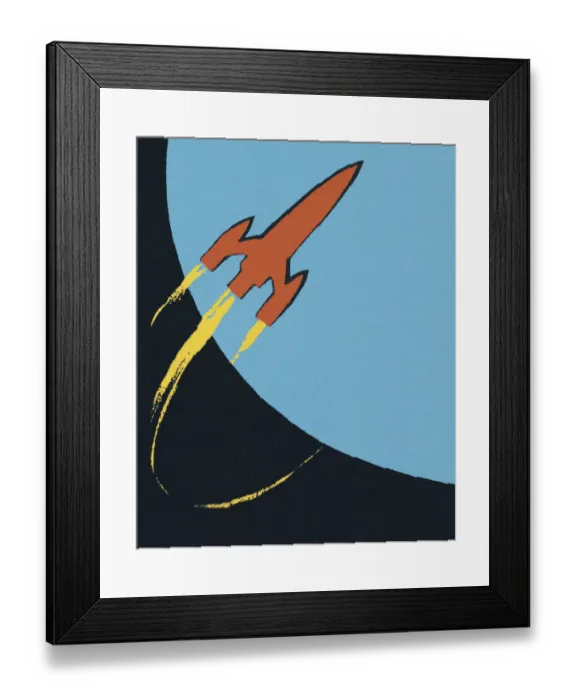 Framed Print : Rocket Orbiting a Blue Moon Framed Print : Rocket Orbiting a Blue Moon