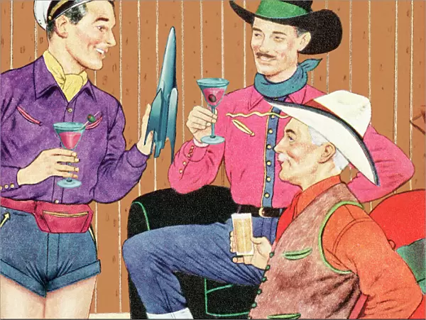 Three Men Drinking Cocktails