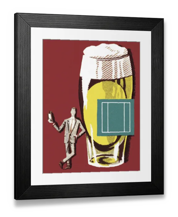 Framed Print : Man and a Large Glass of Beer Framed Print : Man and a Large Glass of Beer