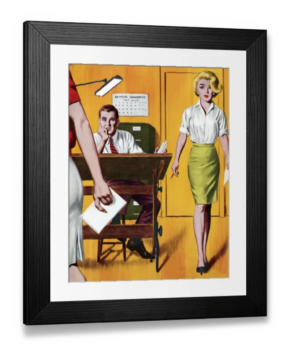 Framed Print : Woman and Man in Office Framed Print : Woman and Man in Office