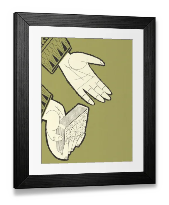 Framed Print : Hands and Deck of Cards