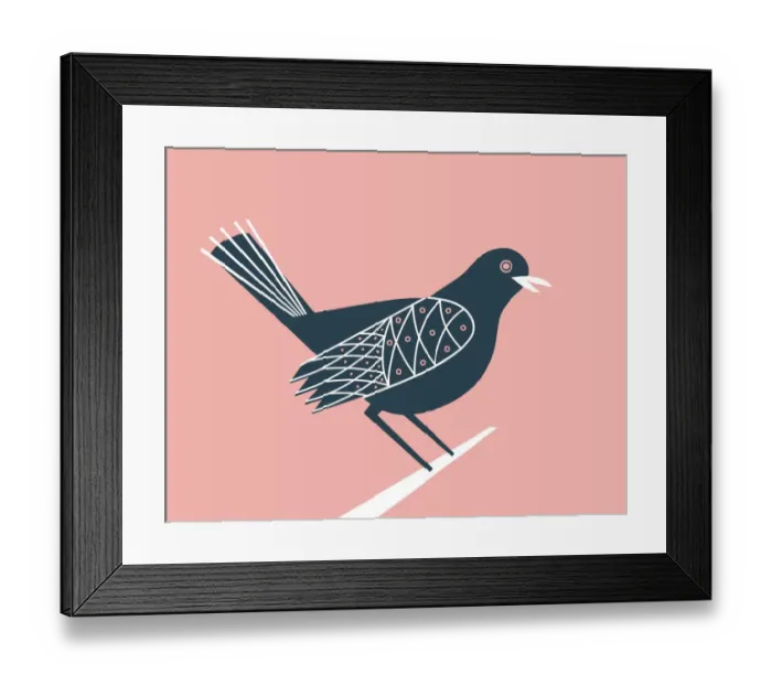 Framed Print : Bird on Pink Background Framed Print : Bird on Pink Background