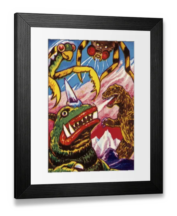 Framed Print : Three Monsters Fighting Framed Print : Three Monsters Fighting