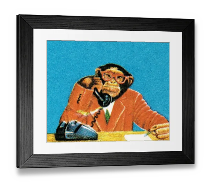 Framed Print : Businessman Monkey on the Phone