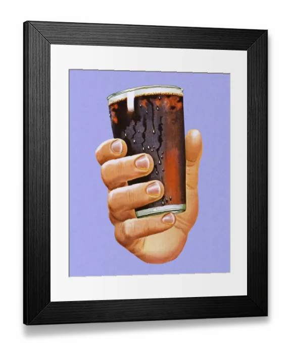 Framed Print : Hand Holding Glass of Cola Framed Print : Hand Holding Glass of Cola