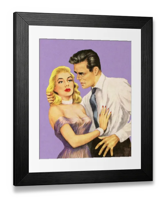 Framed Print : Woman Pushing Man Away Framed Print : Woman Pushing Man Away