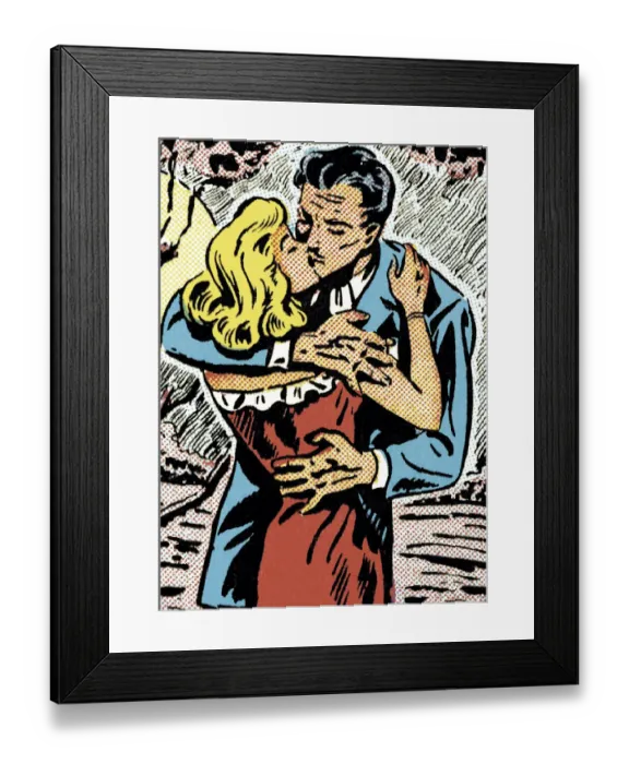 Framed Print : Couple Kissing Framed Print : Couple Kissing