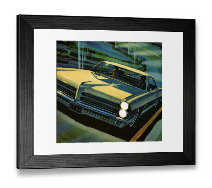 Framed Print : People Driving Vintage Car at Night Framed Print : People Driving Vintage Car at Night