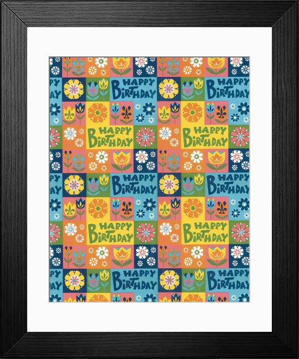 Framed Print : Happy Birthday pattern Framed Print : Happy Birthday pattern