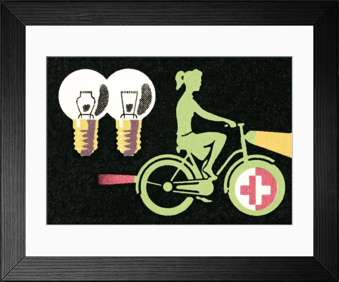 Framed Print : Cyclist and light bulbs Framed Print : Cyclist and light bulbs