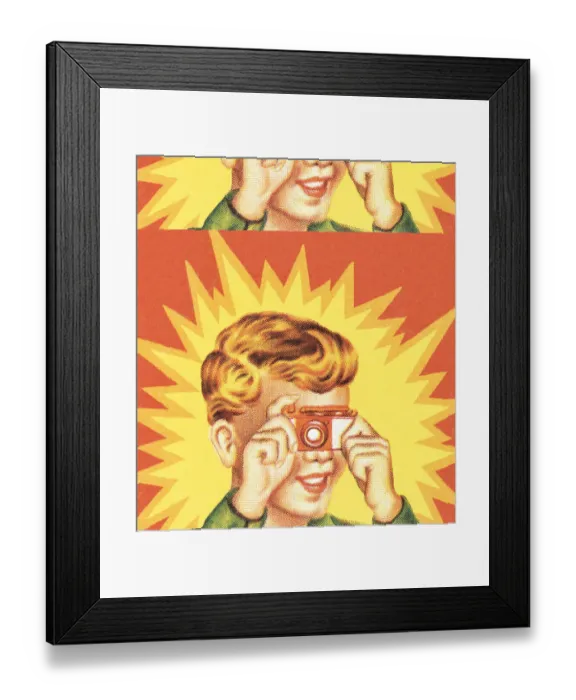 Framed Print : Boy taking photograph pattern Framed Print : Boy taking photograph pattern