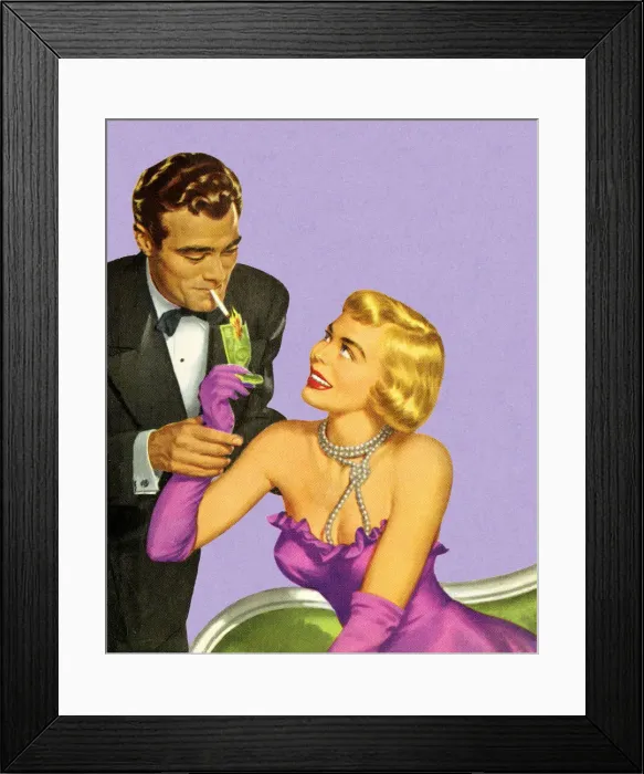 Framed Print : Woman Lighting Mans Cigarette Framed Print : Woman Lighting Mans Cigarette