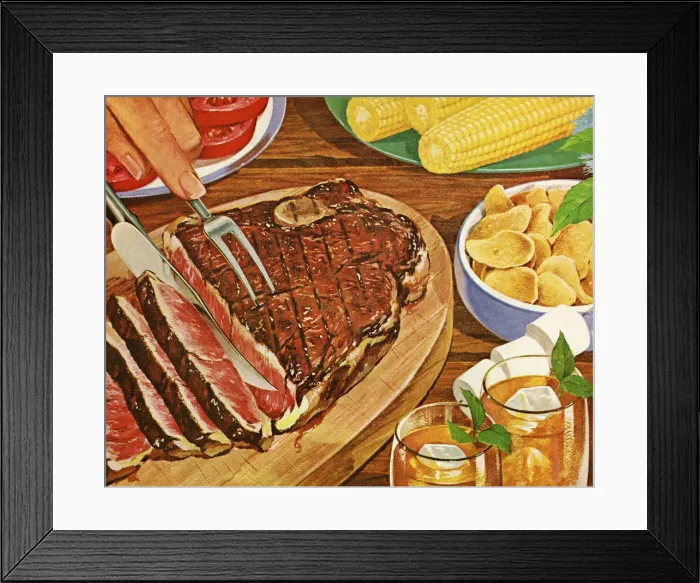 Framed Print : Dinner with Grilled Steak Framed Print : Dinner with Grilled Steak