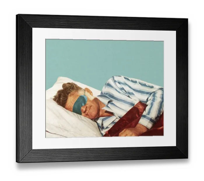 Framed Print : Sleeping Man Wearing Eye Mask
