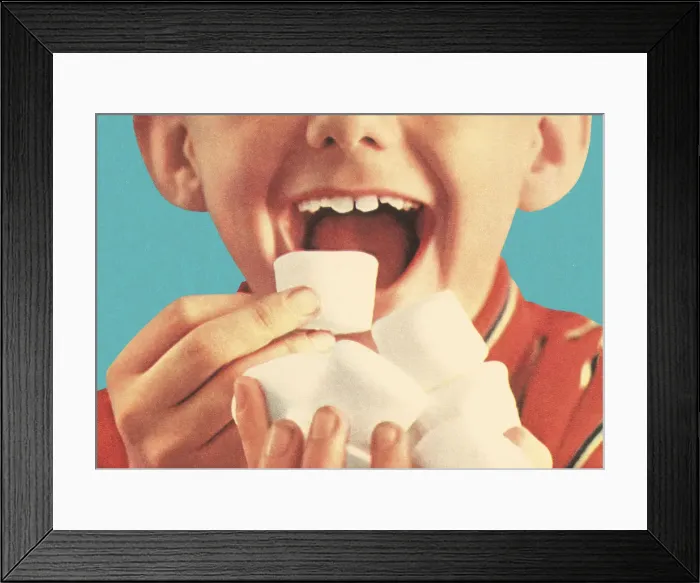 Framed Print : Boy Eating Marshmellows Framed Print : Boy Eating Marshmellows