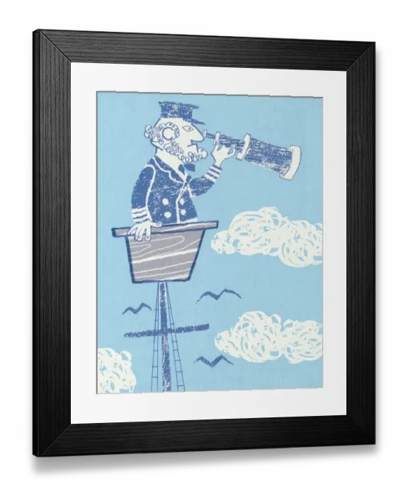 Framed Print : Captain in Crows Nest Framed Print : Captain in Crows Nest