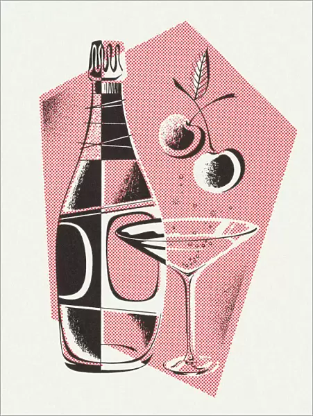 Bottle and Martini Glass
