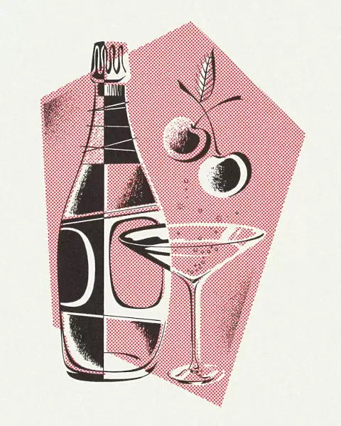 Bottle and Martini Glass