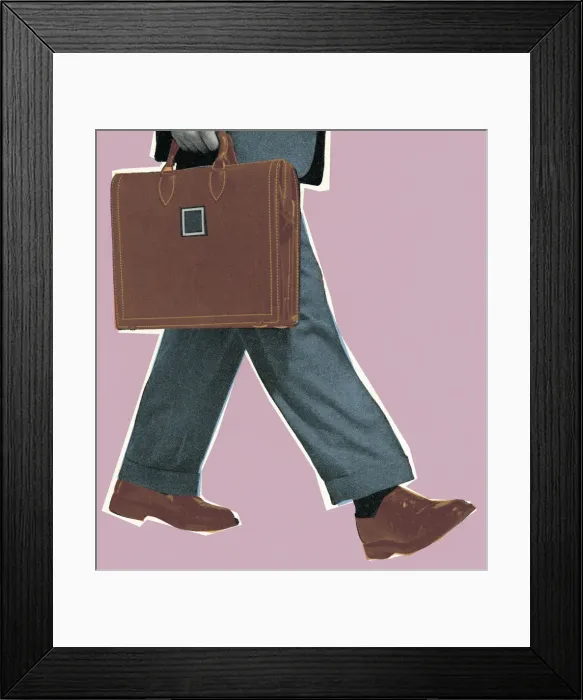 Framed Print : Businessman Walking with Briefcase Framed Print : Businessman Walking with Briefcase