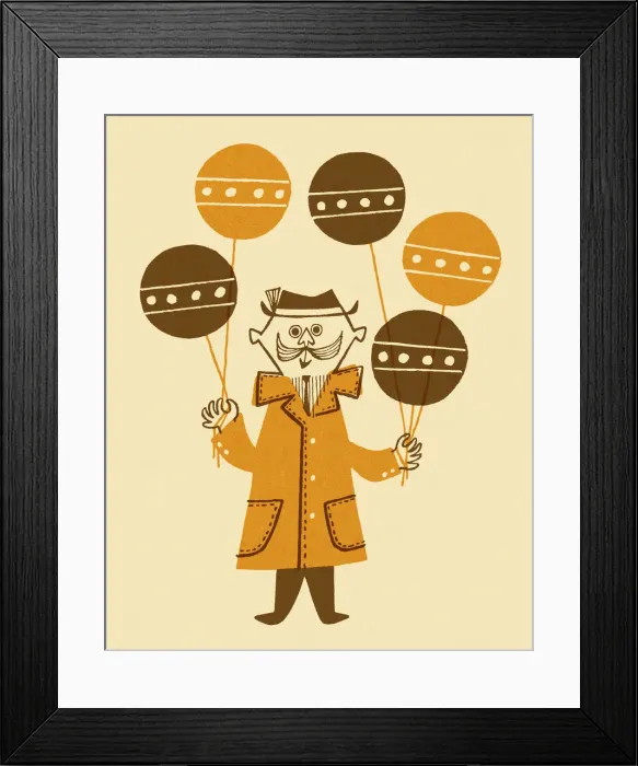 Framed Print : Man Holding Balloons Framed Print : Man Holding Balloons