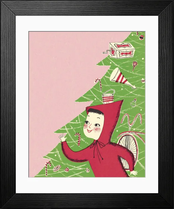 Framed Print : Child and Christmas Tree
