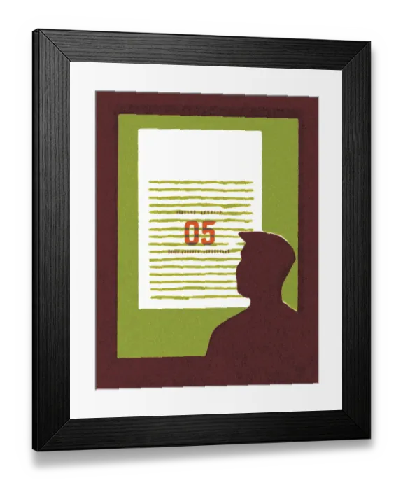 Framed Print : Man looking at poster Framed Print : Man looking at poster