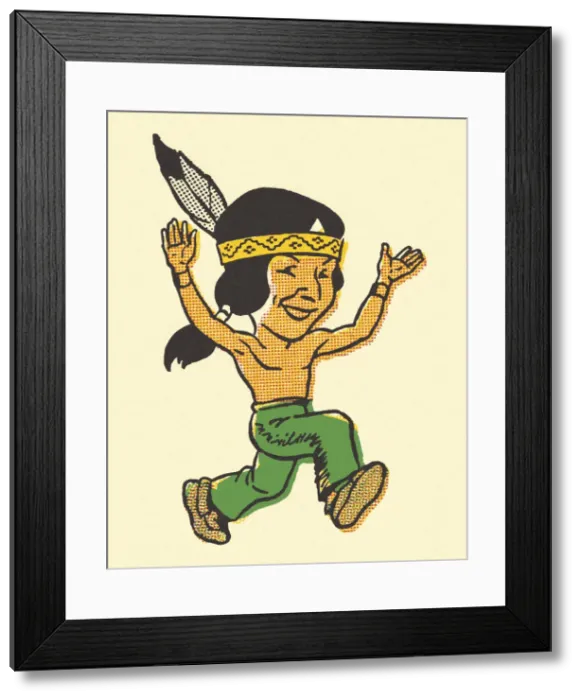 Framed Print : Running Native American