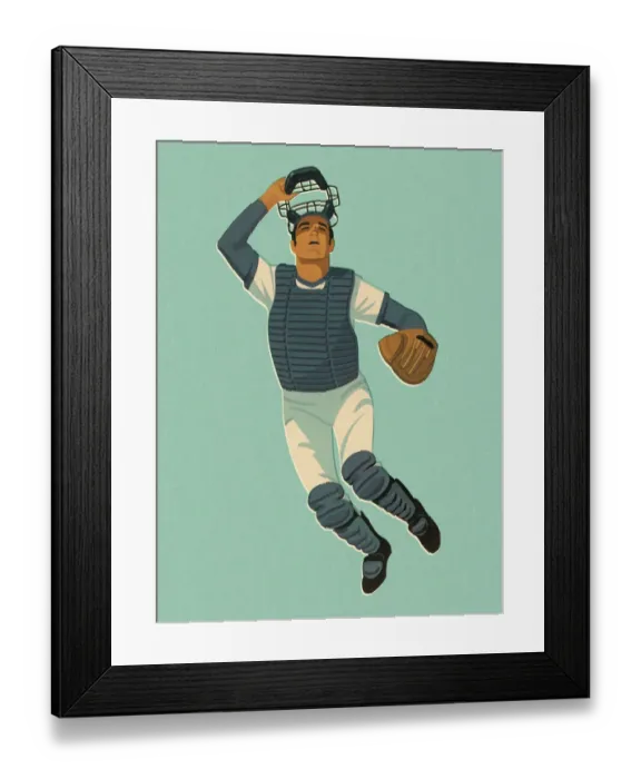 Framed Print : Baseball Catcher Framed Print : Baseball Catcher