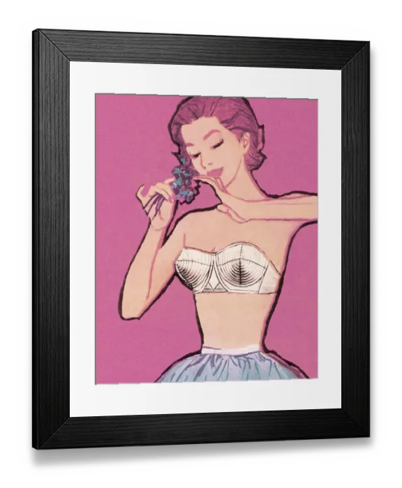 Framed Print : Woman Wearing Bra and Half Slip Framed Print : Woman Wearing Bra and Half Slip